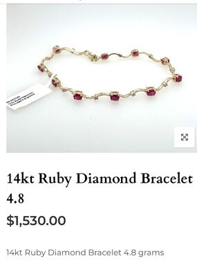 14kt Gold Ruby and Diamond Bracelet - Pink Ruby